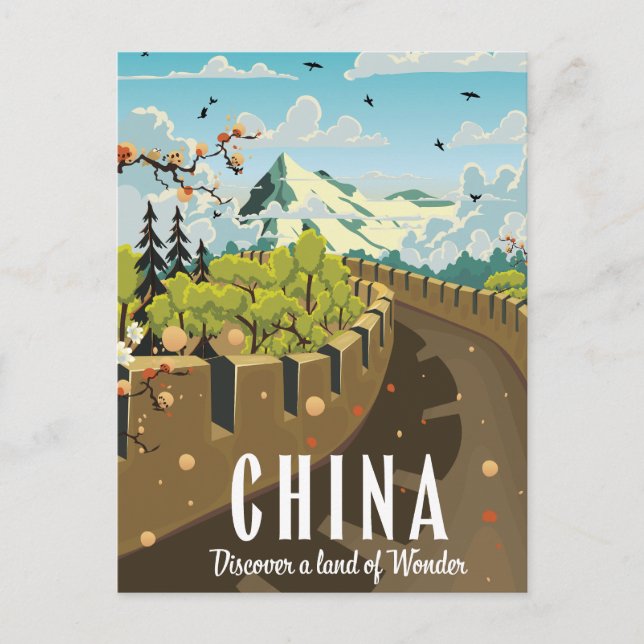 Great wall of China travel poster Postcard (Front)