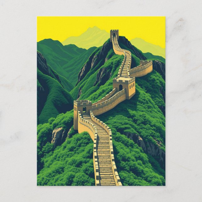 Great Wall of China Vintage Travel Postcard (Front)