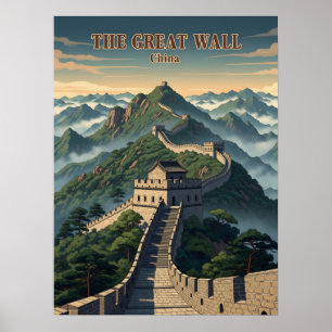 great wall of China winding Poster