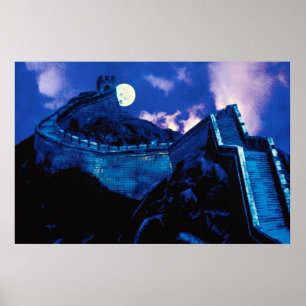 Great Wall of China with moon Poster