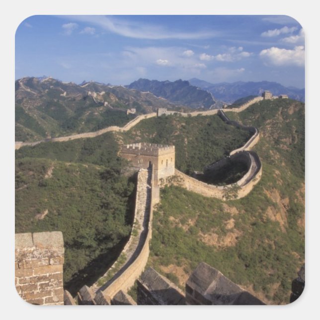 Great Wall winding through the mountain, Square Sticker (Front)