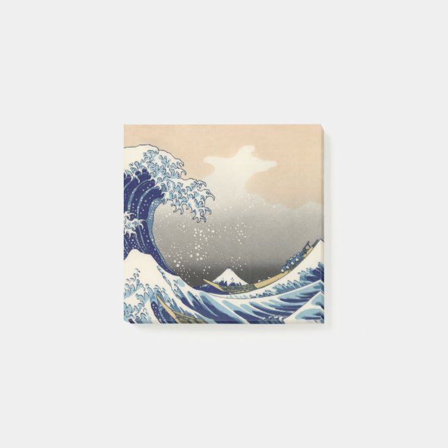 GREAT WAVE Blue White Post-it Notes (Front)