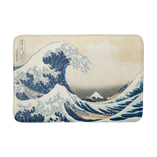 Great Wave by Hokusai Memory Foam Shower Curtain Bath Mat