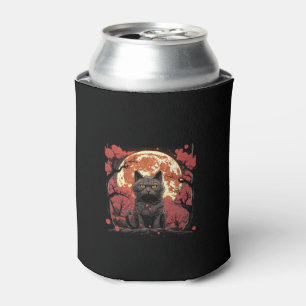 Great Wave Halloween_ Black Cat, Pumpkins, Sakura Can Cooler