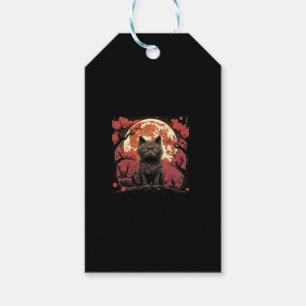 Great Wave Halloween_ Black Cat, Pumpkins, Sakura Gift Tags