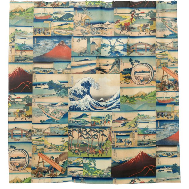 Great Wave Hokusai Mount Fuji Japanese Prints Shower Curtain (Front)
