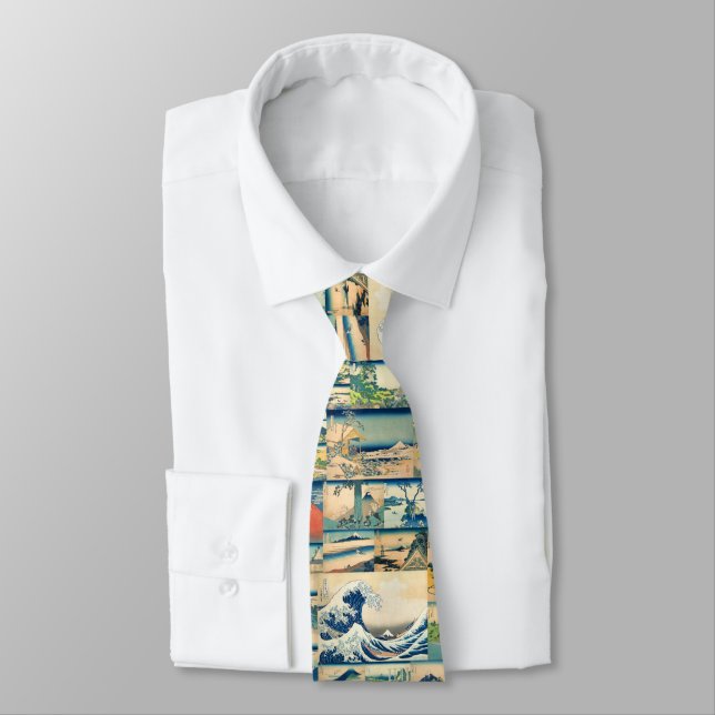 Great Wave Hokusai Mount Fuji Japanese Prints Tie (Tied)