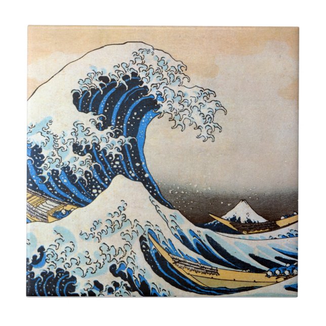 Great Wave, Hokusai, Ukiyo-e Tile (Front)