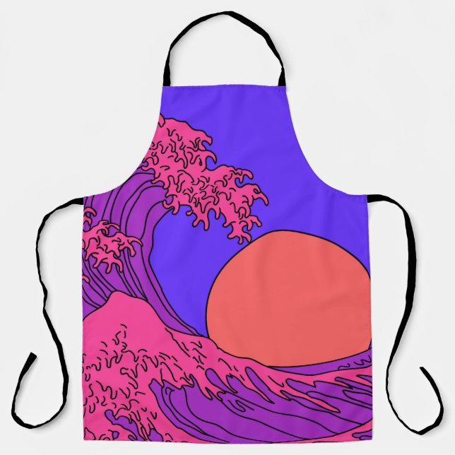 Great Wave in Vaporwave Pop Art style. View on oce Apron (Front)