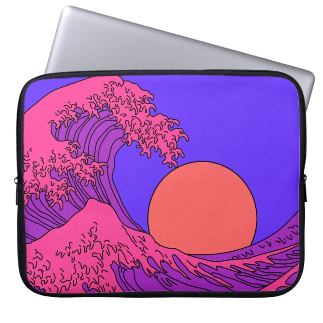 Great Wave in Vaporwave Pop Art style. View on oce Laptop Sleeve (Front)