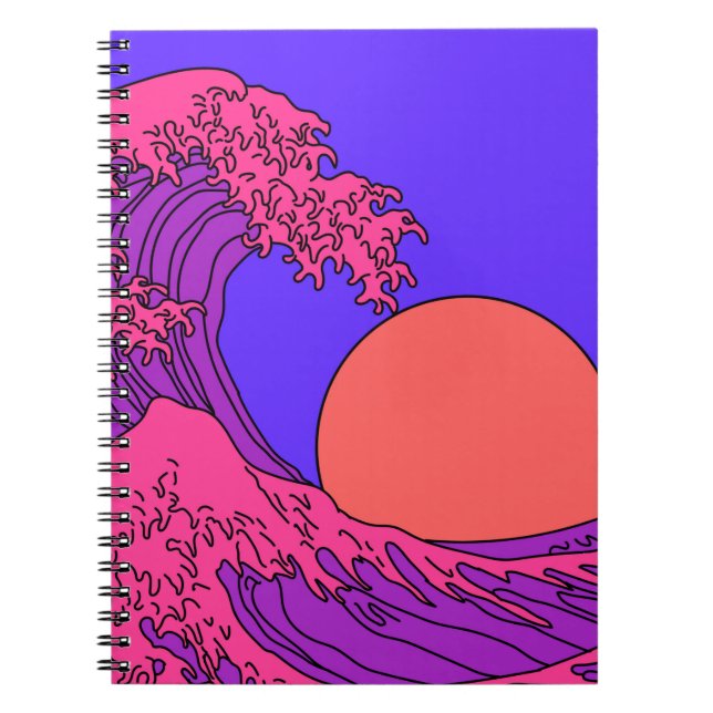 Great Wave in Vaporwave Pop Art style. View on oce Notebook (Front)