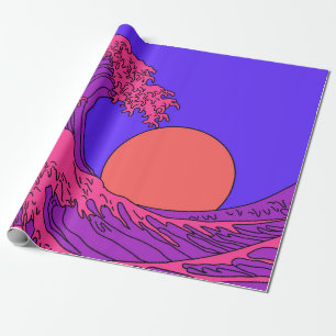 Great Wave in Vaporwave Pop Art style. View on oce Wrapping Paper