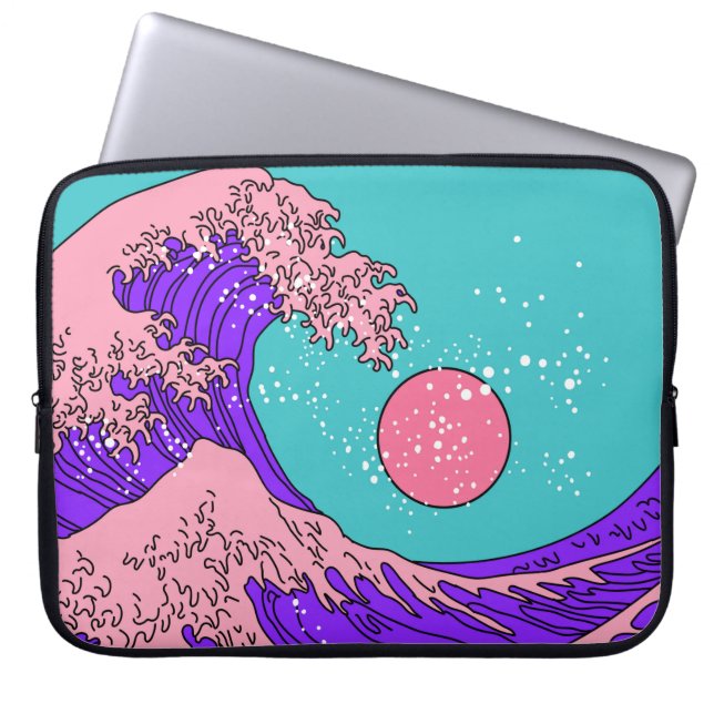 Great Wave in Vaporwave Pop Art style. View on the Laptop Sleeve (Front)