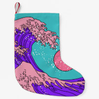 Great Wave in Vaporwave Pop Art style. View on the
