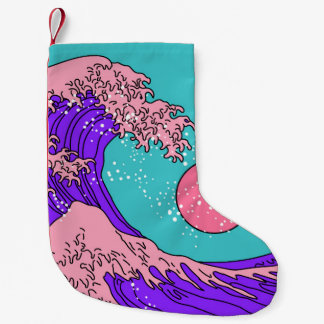 Great Wave in Vaporwave Pop Art style. View on the Small Christmas Stocking