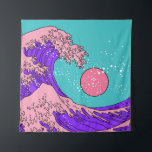 Great Wave in Vaporwave Pop Art style. View on the Tapestry<br><div class="desc">Great Wave in Vaporwave Pop Art style. View on the ocean's crest leap. Stylized line art illustration of 19th century Japanese print.
wave, vapor, japan, art, great, artwork, synthwave, graphic design, hokusai, background, japanese, storm, beautiful, crest, decor, minimalism, painting, water, asia, big, vintage, illustration, retro, </div>
