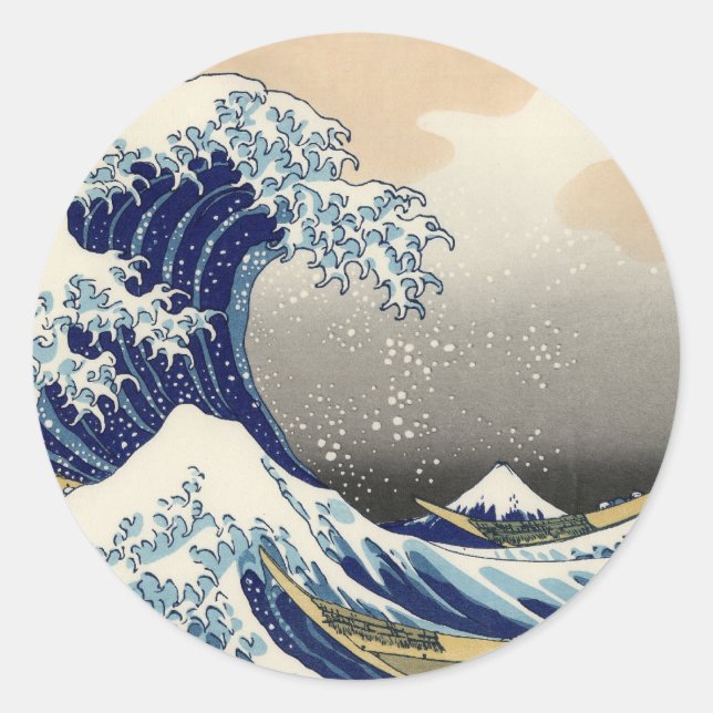 Great Wave Kanagawa Japanese Painting Classic Round Sticker (Front)