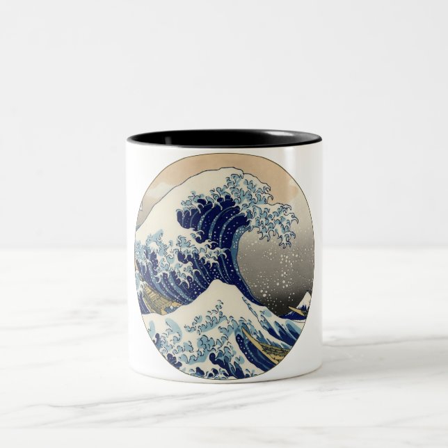 Great Wave Kanagawa Japanese Painting Two-Tone Coffee Mug (Center)