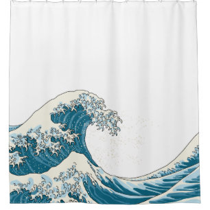 Great wave - light blue shower curtain
