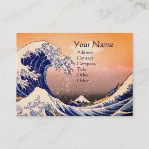 GREAT WAVE MONOGRAM Pearl Paper Business Card