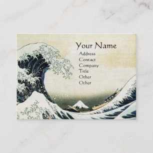GREAT WAVE MONOGRAM Pearl Paper Business Card
