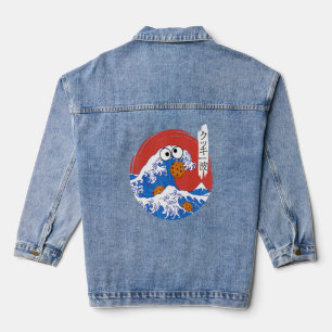 Great Wave Monster Eating Cookies Japanese Kanji C Denim Jacket