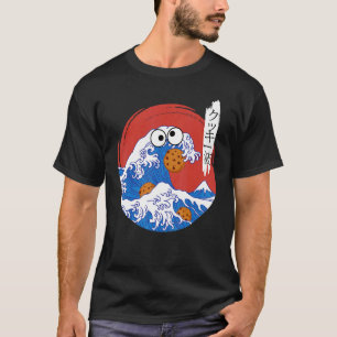 Great Wave Monster Eating Cookies Japanese Kanji C T-Shirt