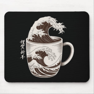 Great Wave Of Coffee Splash Japanese Art Mug Caffe Mouse Pad