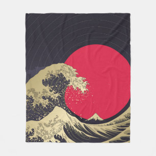 "Great Wave of kanagawa". Hokusai, Japanese wave i Fleece Blanket