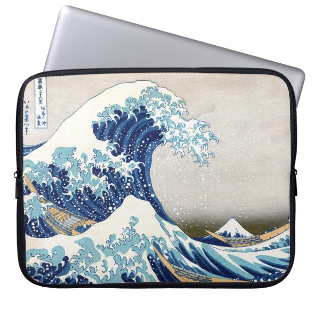 Great Wave Off Kanagawa Hokusai Japanese Fine Art Laptop Sleeve (Front)
