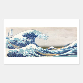 Great Wave Off Kanagawa Hokusai Japanese Fine Art Rectangular Sticker