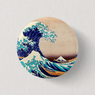 Great Wave Off Kanagawa Hokusai Japanese Vintage 3 Cm Round Badge