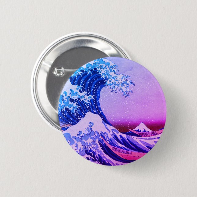Great Wave off Kanagawa & Japanese Art /Japan 6 Cm Round Badge (Front & Back)