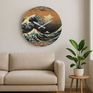 Great Wave Off Kanagawa Japanese Ukiyo-e Art Large Clock