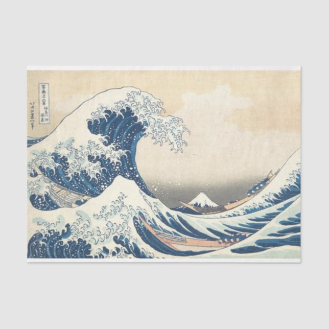 Great Wave off Kanagawa Japanese Ukiyo-e Decoupage Tissue Paper (Front)