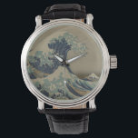 Great Wave Off Kanagawa Japanese Vintage Art Watch<br><div class="desc">Great Wave Off Kanagawa - Hokusai - Japanese Vintage Art Watch The Vintage eWatchFactory Watch is a big-faced timepiece that will never go out of style. Featuring a three-hand quartz movement and genuine leather strap, this watch’s classic look is great for formal or fun occasions. Customise the face with your...</div>