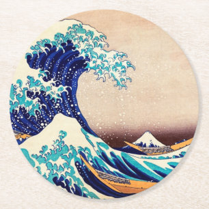 Great Wave Off Kanagawa Japanese Vintage Fine Art Round Paper Coaster