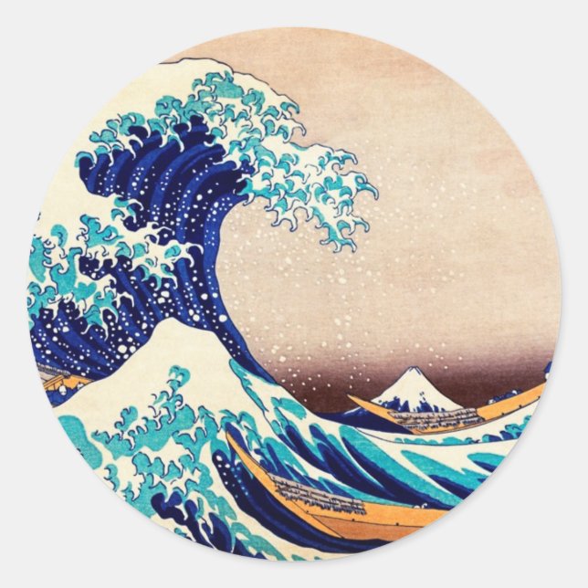 Great Wave Off Kanagawa Japanese Woodblock Print Classic Round Sticker (Front)