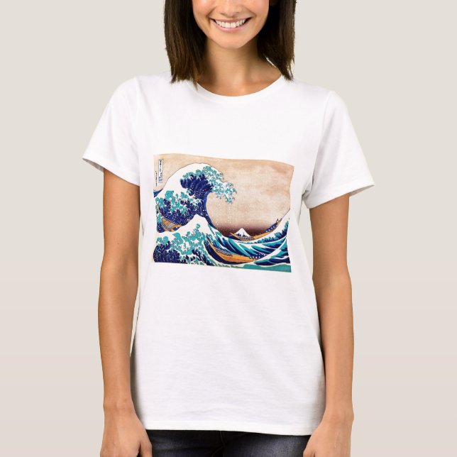 Great Wave Off Kanagawa Japanese Woodblock Print T-Shirt (Front)