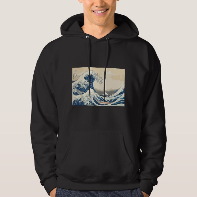 Great Wave off Kanagawa Katsushika Hokusai Art Sur Hoodie (Front)