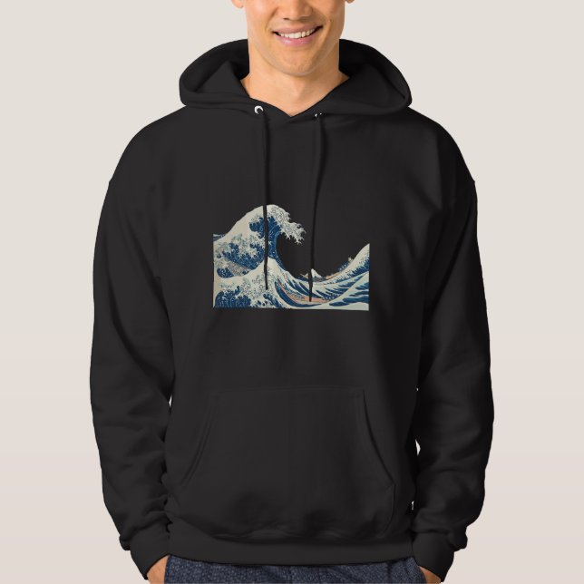 Great Wave off Kanagawa Katsushika Hokusai Surfing Hoodie (Front)