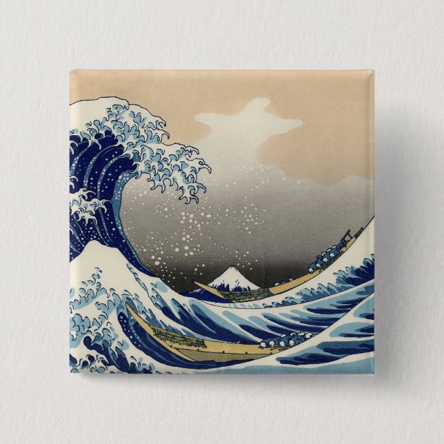 Great Wave off Kanagawa & Mount Fuji Japan Sea 15 Cm Square Badge (Front)