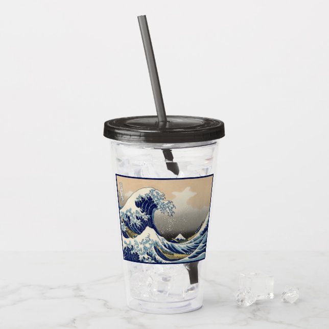 Great Wave off Kanagawa & Mount Fuji Japan Sea Acrylic Tumbler (Front Ice)