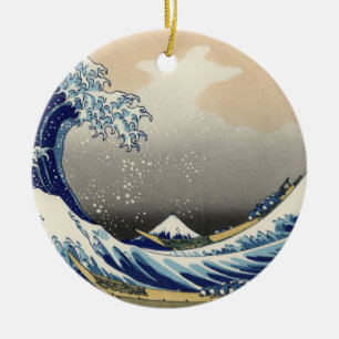 Great Wave off Kanagawa & Mount Fuji Japan Sea Ceramic Tree Decoration