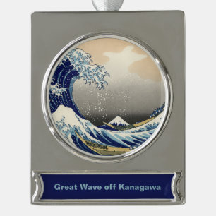 Great Wave off Kanagawa & Mount Fuji Japan Sea Silver Plated Banner Ornament