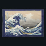Great Wave off Kanagawa & Mount Fuji Japan Sea Tea Towel<br><div class="desc">"The Great Wave off Kanagawa, " also known as "Under the Wave off Kanagawa, " is a captivating woodblock print by the renowned Japanese artist Katsushika Hokusai. Created around 1831, it's part of a series titled "Thirty-six Views of Mount Fuji." The artwork depicts a scene of immense power and contrasting...</div>