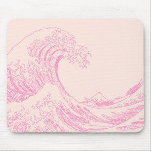 Great Wave off Kanagawa Pink Aesthetic Mouse Pad