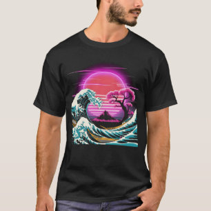 Great Wave off Kanagawa Retro Glitch Aesthetic Vap T-Shirt