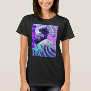 Great Wave off Kanagawa Vaporwave Glitch Aesthetic T-Shirt