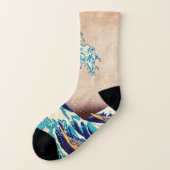Great Wave Off Kanagawa Vintage Japanese Art Socks (Left Outside)